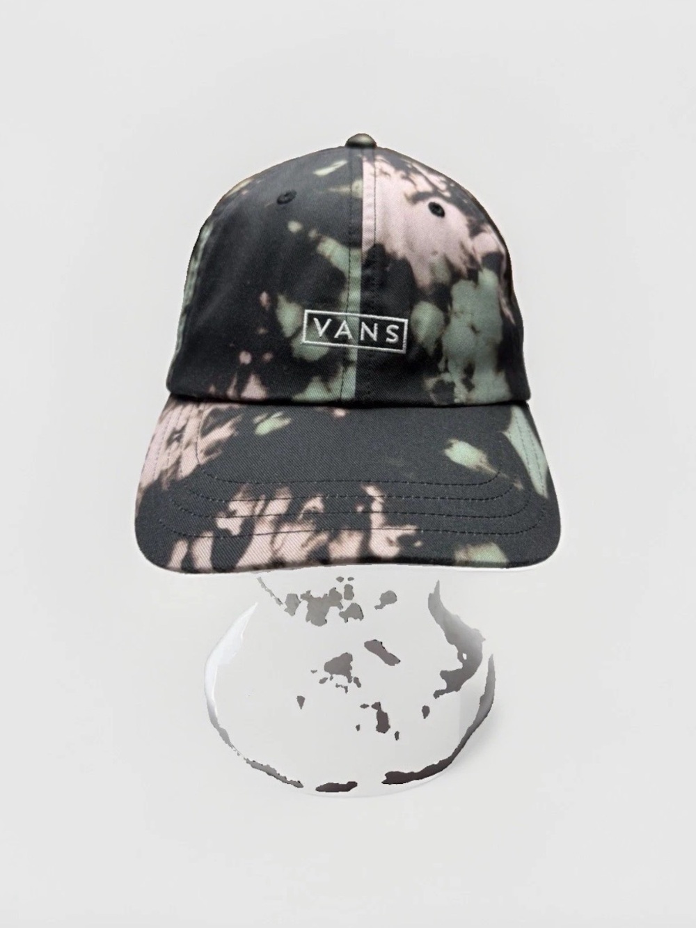Vans Off The Wall Bleach Tie Dye Strapback Hat Adjustable Baseball Cap Black
